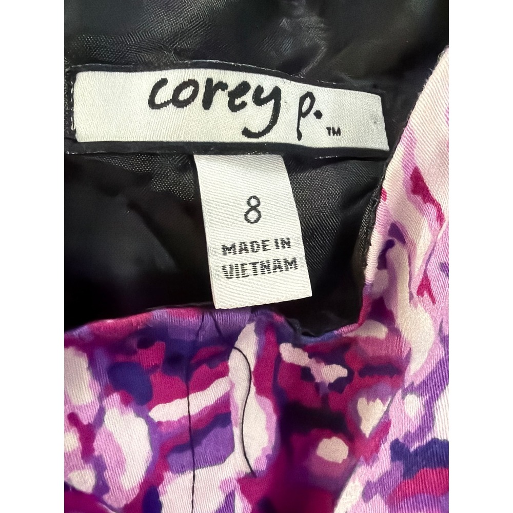 Corey P. Floral Rose Fit & Flare Dress Women Size 8 Purple Pink Sleeveless - Picture 5 of 6